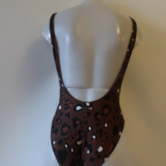WOMENS THE UPSIDE BROWN BLACK ANIMAL PRINT ONE PIECE SWIMSUIT S * - Picture 6 of 10